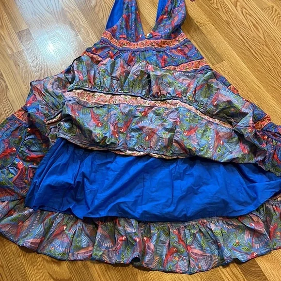 Farm Rio Size Small Blue Macaw Flight Midi Dress Tiered Size Medium NWT - Picture 11 of 16